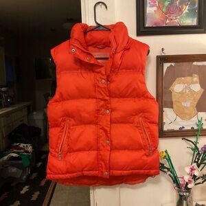 Women's Bright Orange Quilted Sleeveless Puffer Vest